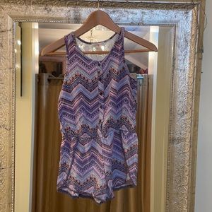 Kandy Kiss printed romper lace back yoke t back